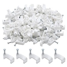 PHITUODA 200pcs 14mm Flat Ethernet Cable Wire Clips 0.55  /14mm,200pcs, White