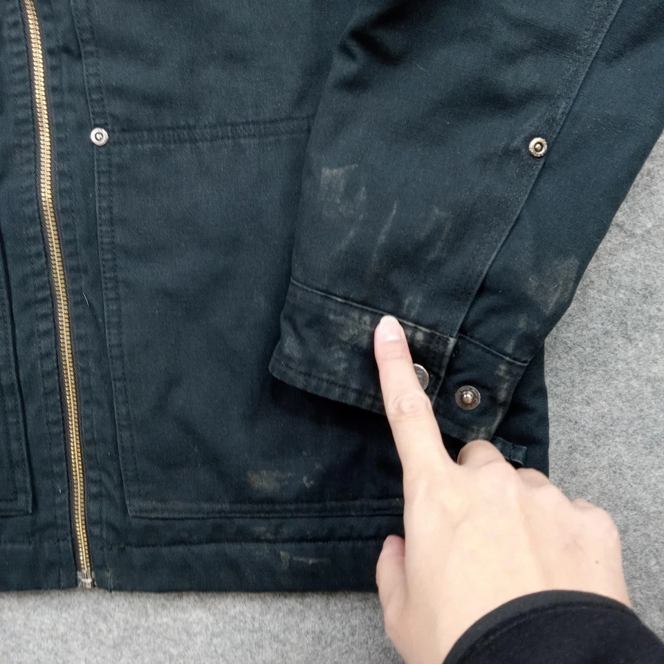 Chaqueta Columbia Para Hombre Pequeña Negra Con Capucha Lona Aislada Forrada de Vellón Cremallera Completa Foto 2 de 4