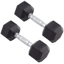 Body Sport Rubber Encased Hex Dumbbell Weight   Exercises   10 lb Pair