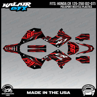 Graphics Kit for Honda CR125 CR250 2002-2007 POLISPORT Prime Series - Red Shift