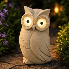Owl Solar Lamp with Glowing Eyes, Waterproof Resin Garden Statue Ornament Outdoo