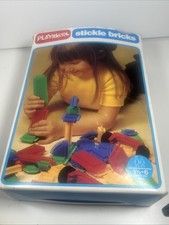 Vintage 1974 Playskool Stickle Bricks The First Building System 70+ Pieces Boxed