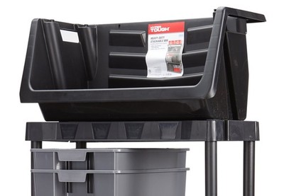 Hyper Tough Heavy Duty Nesting Plastic Stack Bin, Black