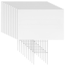 10 Pack 18 x 12 Inches White Corrugated Plastic Yard Sign with Metal Stakes f...