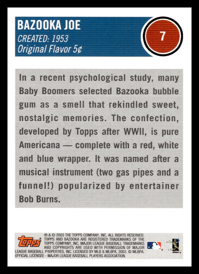 2003 Bazooka Baseball Pick Your Card - Image 2 of 2
