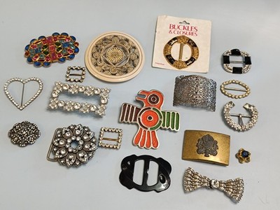 Job Lot - Assorted Buckles - Some Vintage - With Stones  (B1862)