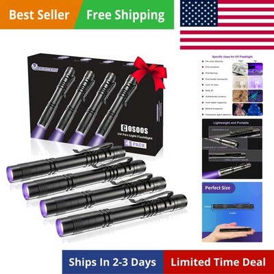 UV Black Light Flashlights, 4 Pack 395nm Mini Pen Lights with Clip, Waterproo...