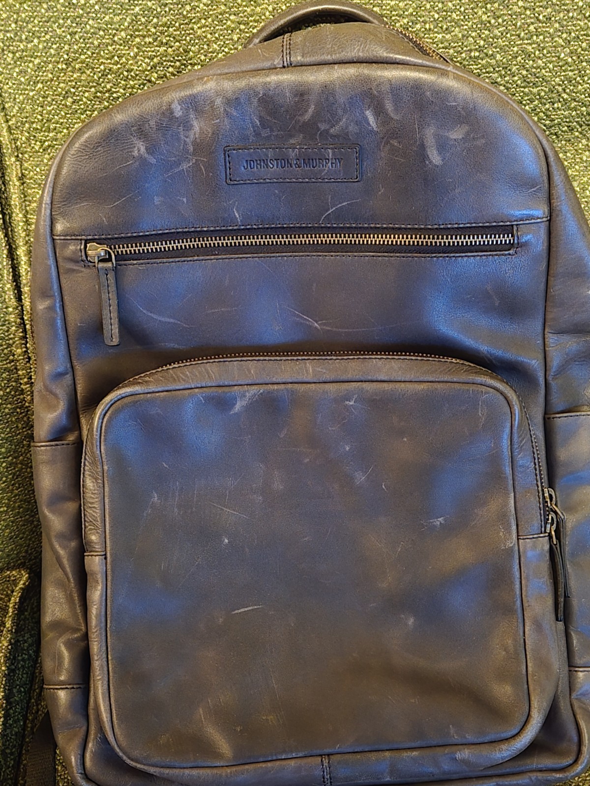 Johnston and Murphy Leather Computer Backpack Gra… - image 3