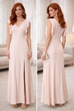 ADRIANNA PAPELL 6P Blush Flutter Sleeve Mermaid Gown NWT Bridesmaid Slit A Line