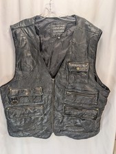 Vtg Navarre Italian Stone Patchwork Leather Motorcycle Vest Hunter Biker 2XL 