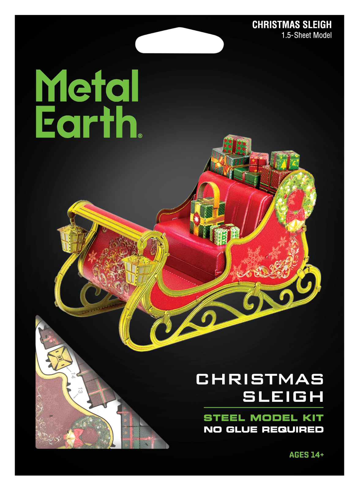 Fascinations Metal Earth CHRISTMAS SLEIGH "Holiday Ornament" 3D Model Kit ME1050