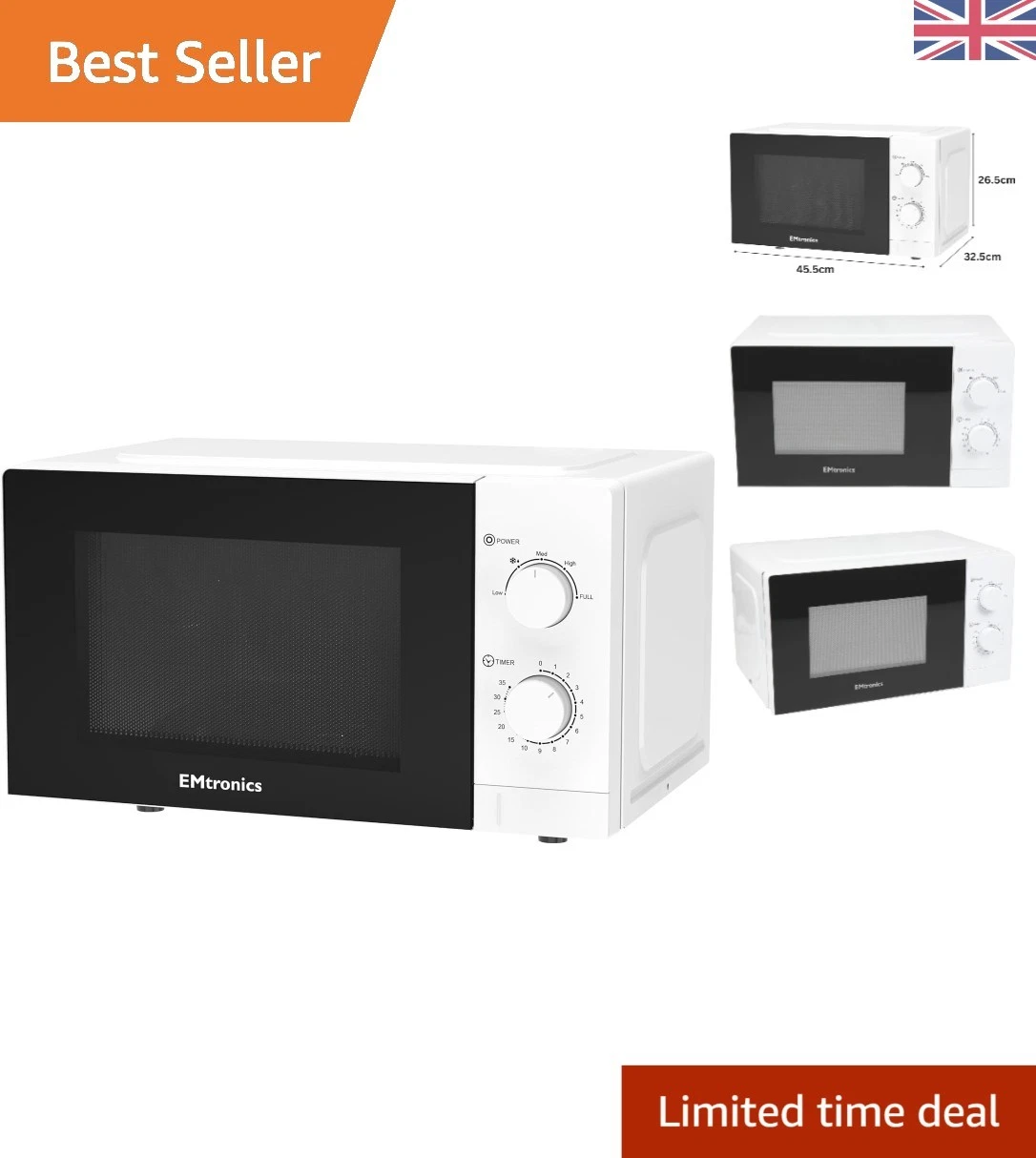 Modern 700W Microwave with 5 Power Levels, 20L Capacity & Elegant White Finish
Opens in a new window
