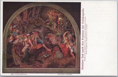 Vintage Postkarte Künstlerisches Gessler Todesfresko Wilhelm Tell Volk Schweiz
