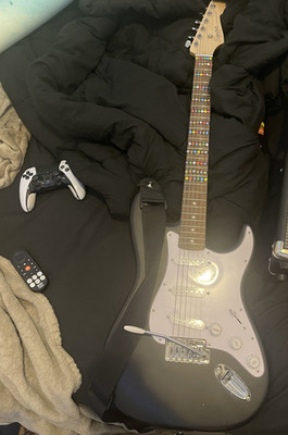 Squier by Fender Black Electric Guitar Set, Amplifier, Strap, Picks, Gig Bag