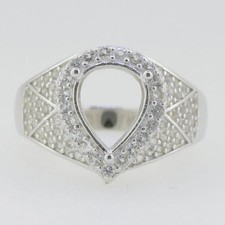 Women Engagement Semi Mount Ring Setting Pear 10x8mm 925 Sterling Silver