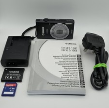 Canon IXUS 132 Digital Camera 16MP, Black, with Charger Battery and SD Card