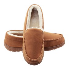 Moccasins for Men House Slippers Indoor Outdoor Plush Mens Bedroom Shoes with...