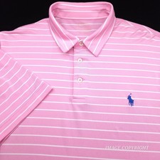 Polo Ralph Lauren Performance Shirt -XL Pink White Stripe Blue Pony Golf Stretch