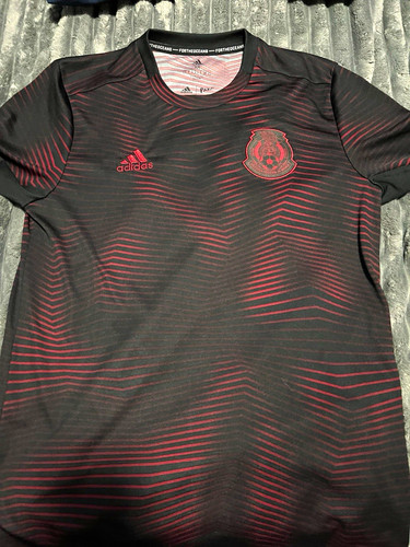 adidas Mexico Soccer training Jersey Mens M Short Sleeve Black/Red Climalite