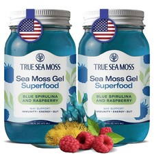 Sea Moss Gel - USA Made, Wildcrafted, Blue Spirulina, Fresh Fruits, 2 Pack