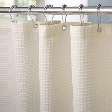 VANZAVANZU Shower Curtain for W 72" x L (1 Panels), Waffle - Cream 
