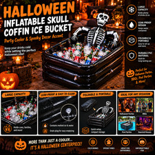 Halloween Inflatable Skull Coffin Ice Bucket Large Drink Cooler Beverage Tub