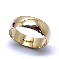 9ct Gold Plain Ring Band Size T 9k Yellow Gold Hallmarked 7mm Wedding Band