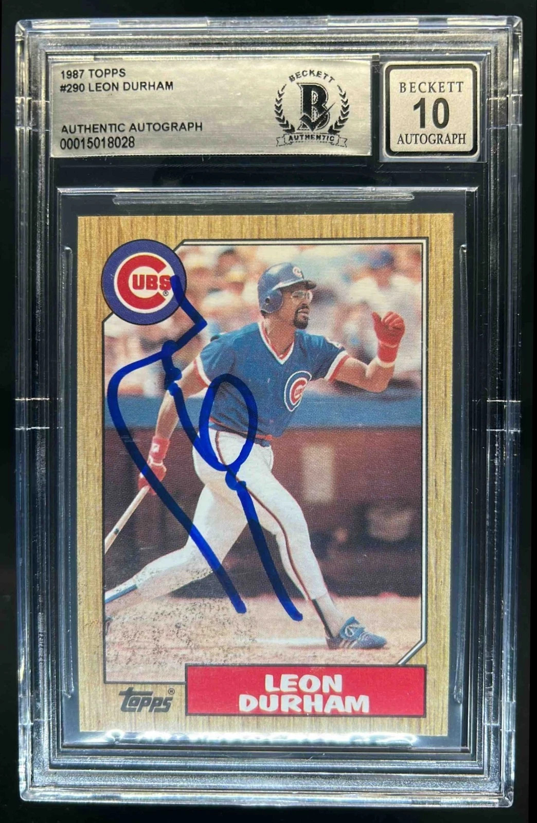 1987 Topps Leon Durham #290 Auto BGS Authentic 10 Cubs