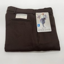 Vintage 1970s Levi's Menswear Brown Polyester Action Slacks 31 x 32 New w Tags