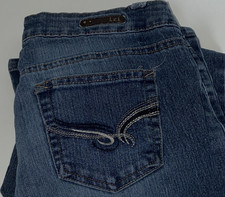lei Sophia Hipster Flare Girls Blue Denim Jeans Size 9 Cotton Blend Button