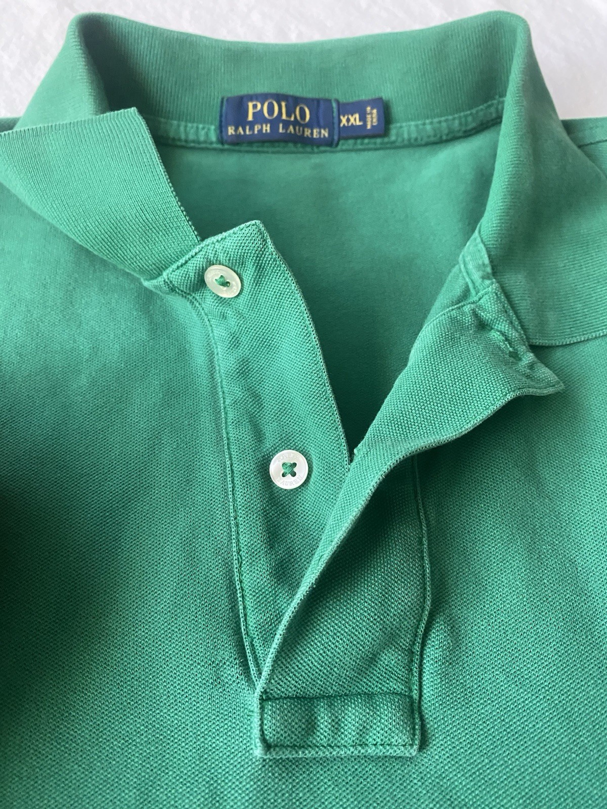 Polo Ralph Lauren camicia uomo 2XL verde manica corta blu pony 100% cotone