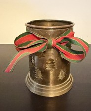 Vintage Brass Christmas Tea Light Votive Candle Holder Christmas Tree Cutouts