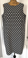 Talbots Dress Jackie O Mod Shift Sleeveless Lined Butterflies Black White 14 XL
