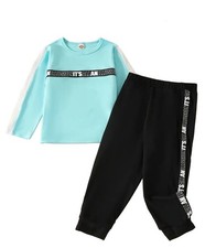 Sky Blue Long Sleeve Boys Two Piece Outfit