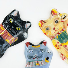 Nathalie Lete Lucky Cat piatto di vetro Maneki Neko piatto da dessert vassoio per gioielli Giappone