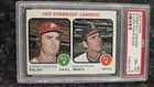 1973 TOPPS STRIKEOUT LEADERS STEVE CARLTON NOLAN RYAN #67 PSA 8 NM