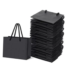  Extra Small Black Gift Bags 3.94 x 4.72 x 2.36 Inch Paper Gift Bags with 24