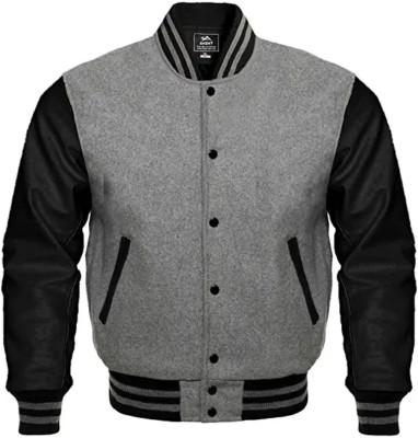 Unisex Leather Varsity Jacket Letterman Baseball Basketball Sports College Wool