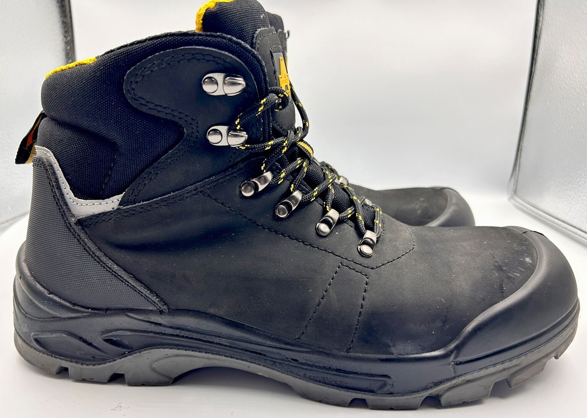 Men's Ambler's Safety Steel Toed Work Boots Black Yellow UK 11