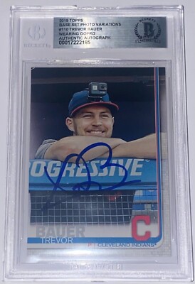 TREVOR BAUER SIGNED AUTO'D 2019 TOPPS SP CARD #110 BAS COA