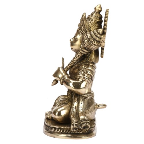 Brass Hanuman Ji Statue Lord Bajrangbali Bajrang Bali Idol Home Office 8 Inch - Picture 4 of 4