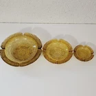Vintage Anchor Hocking Soreno Amber Nesting Ashtrays Set of 3 MCM Glass