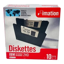 Imation IBM Formatted 2HD 1.44 Diskettes (10 Pack) NOS