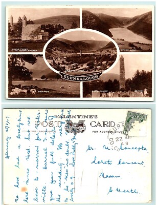 S04-3727, MULTIPLE VIEWS, GLENDALOUGH, IRELAND 1949 POSTMARKED, RPPC