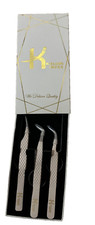 Eyelash Extension Tweezers Fiber Tip Lash Tweezers Set of 3 NEW
