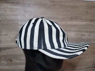 Women's One Size Adjustable Zebra Curved Bill Sk8 Skater B/W Knit Feel Hat