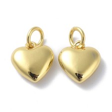 10x Brass 18K Gold Plated Heart Dangle Charm Pendants for DIY Jewelry Making