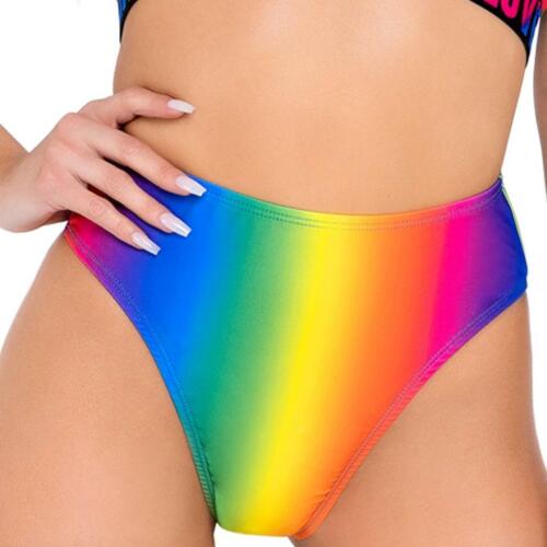 Rainbow Booty Shorts High Waisted Stretch Pull On Dance Rave Pride Festival 6139