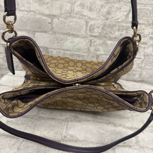 Coach Signature Phoebe Borsa Hobo da Trasporto Marrone Navy - Foto 9 di 14