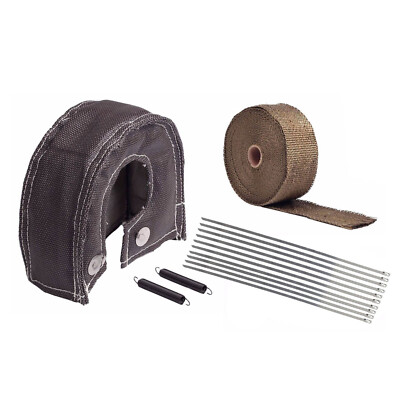 T4 Titanium Turbo Heat Shield Blanket Cover + 2'' 50FT Exhaust Header Wrap Tape
